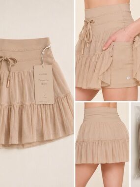 POPFLEX Pirouette Skort Cafe Au Lait Size L Large NWT High Rise Tennis Skirt